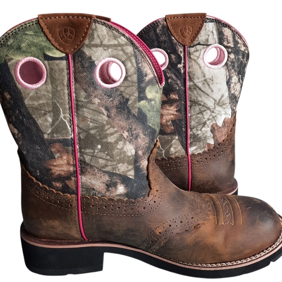 Ariat Fatbaby Forest Camo Brown Leather Western Cowgirl Boots SZ 10B - Picture 8 of 10